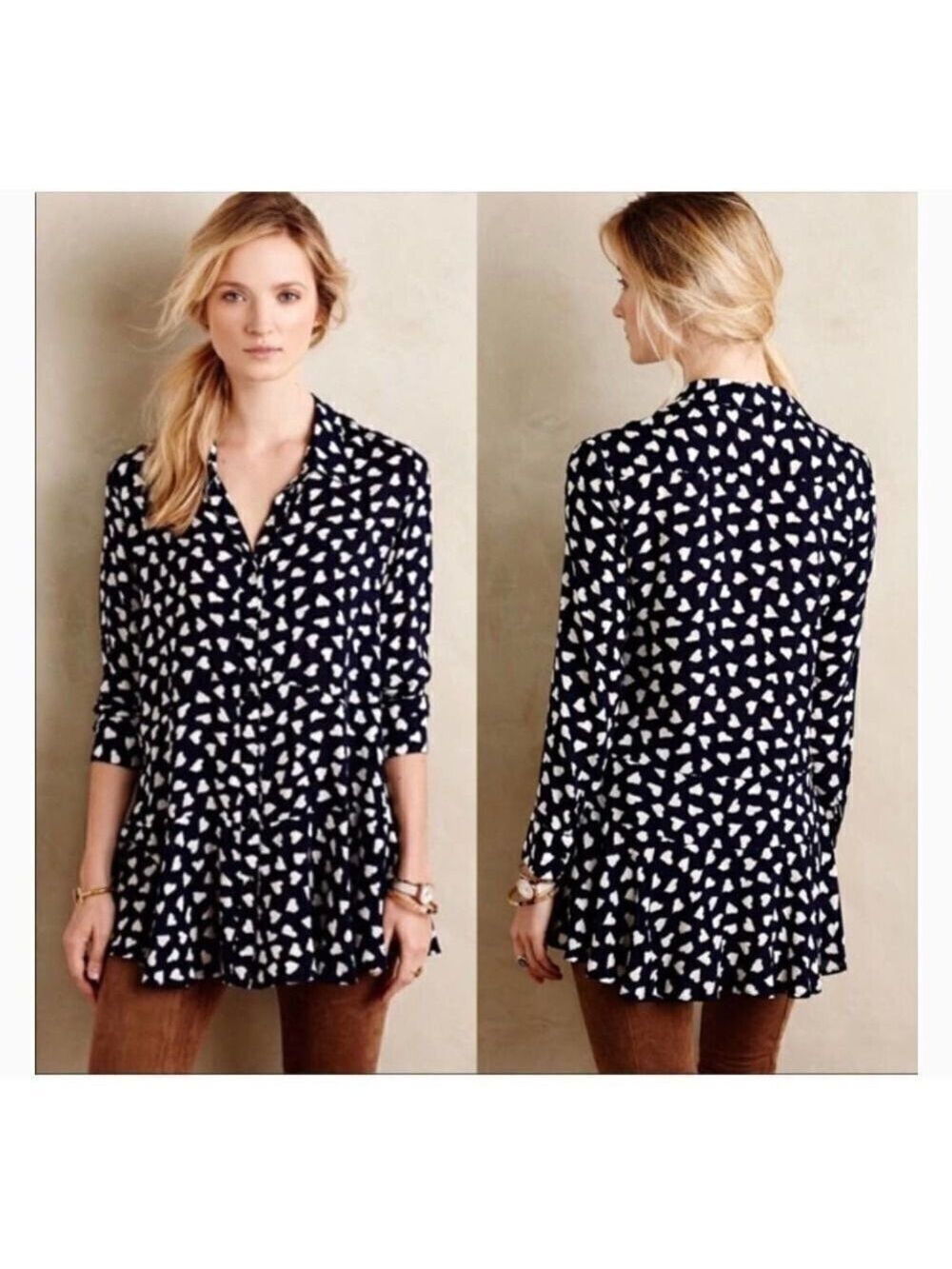 Anthropologie 11-1 Tylho Heart Tunic Top